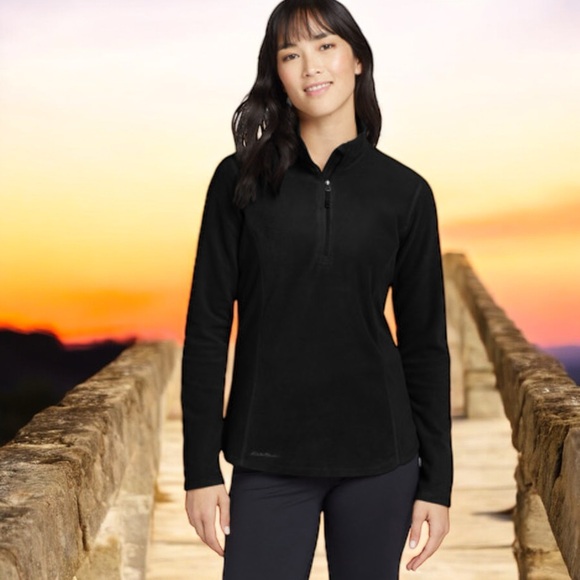 Eddie Bauer Women's Black Quater Zip MicroFleece Pullover - Picture 7 of 16